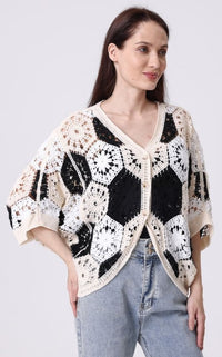 CROCHET 3 BUTTON SWEATER