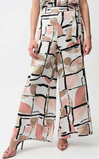RIBKO GEO PRINT WIDE LEG PANT