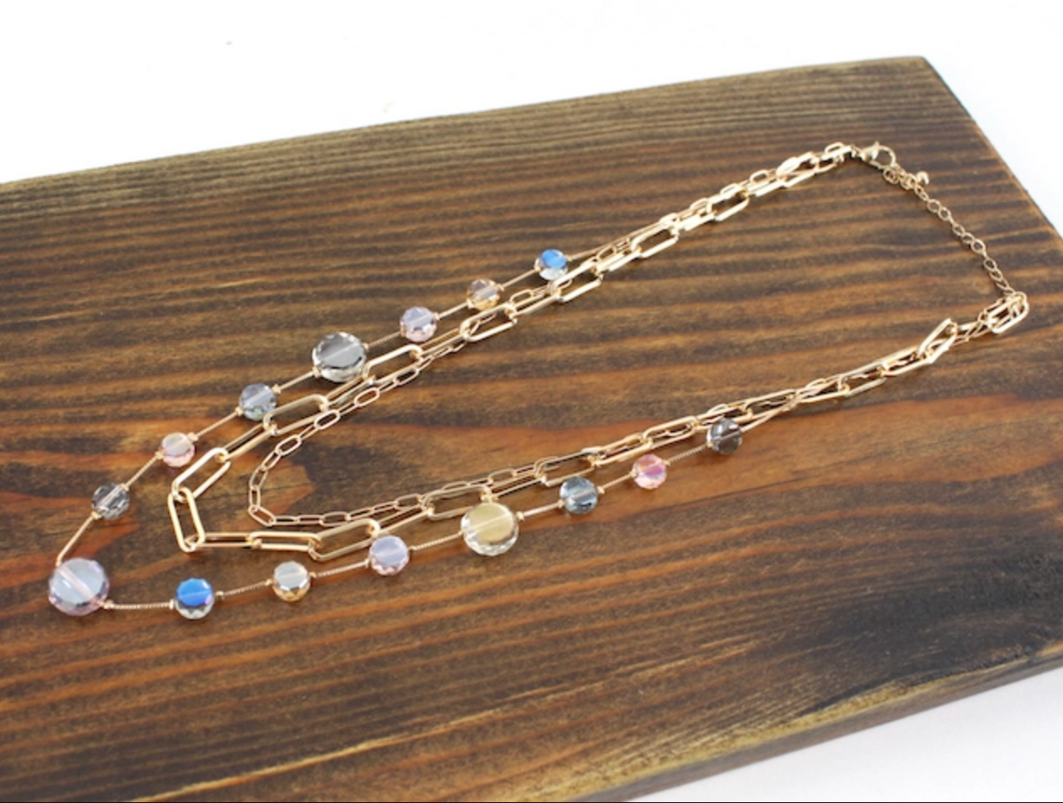PP NECKLACE 3ROW GLS BD