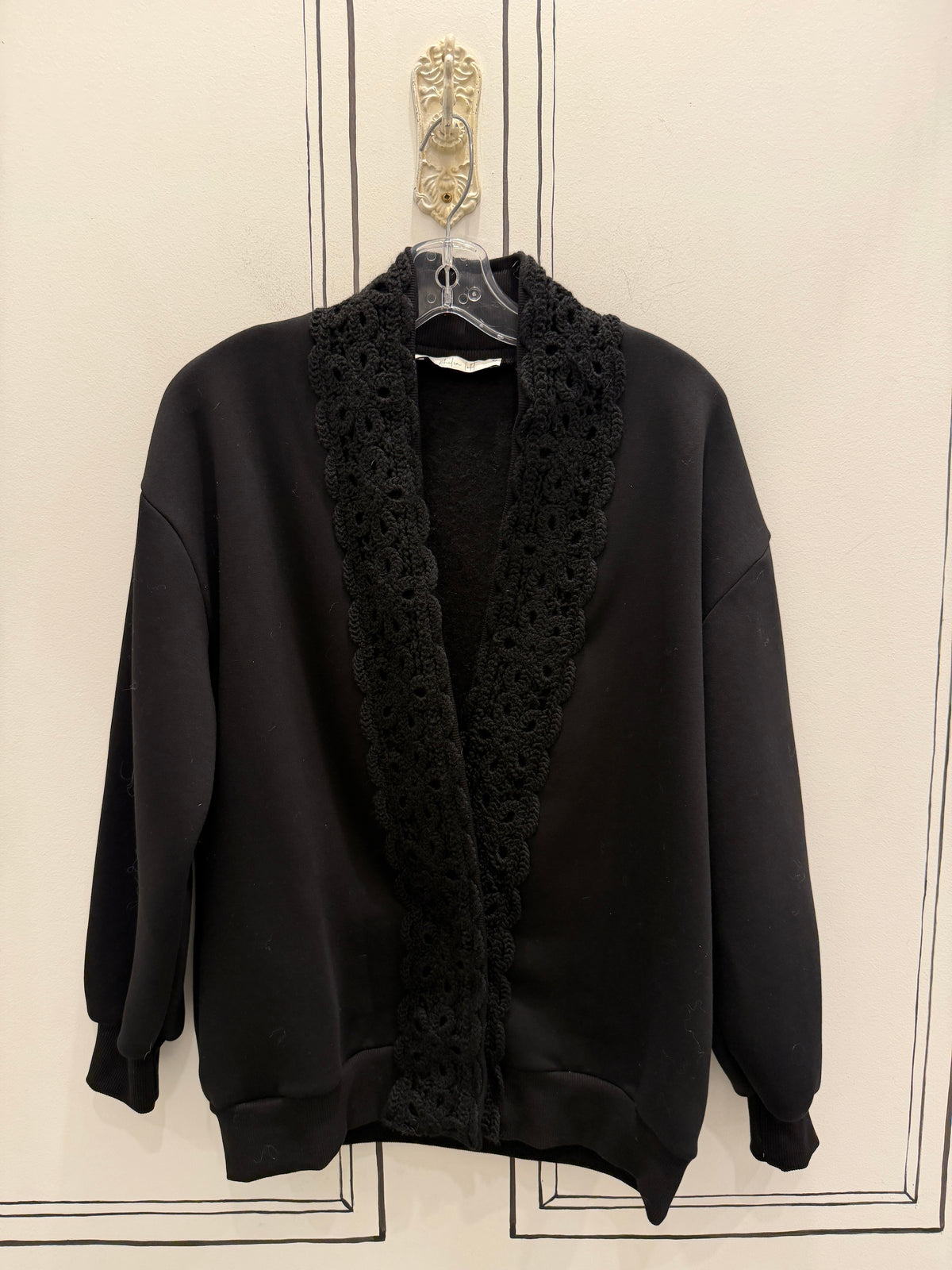 PHILIA SWEATER KNIT LACE FRONT TRIM CARDI