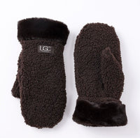 FLEECE MITTENS WITH FAUX FUR TRIM