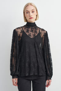 ASTRID TOP L/S MOCK NECK LACE OVERPIECE
