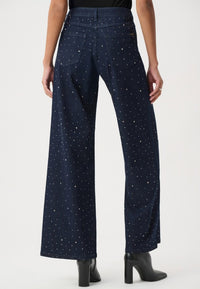 RIBKOFF PANT RHINESTONE WIDE LEG JEANS