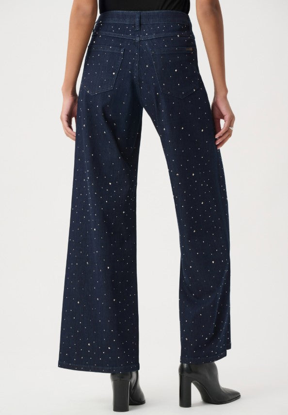 RIBKOFF PANT RHINESTONE WIDE LEG JEANS