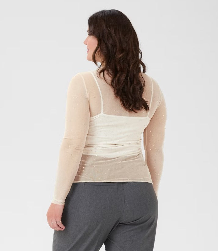 KAFFE CURVE SHEER MESH TOP