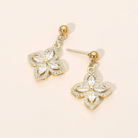 WON EARRING CZ CRYST FLWR
