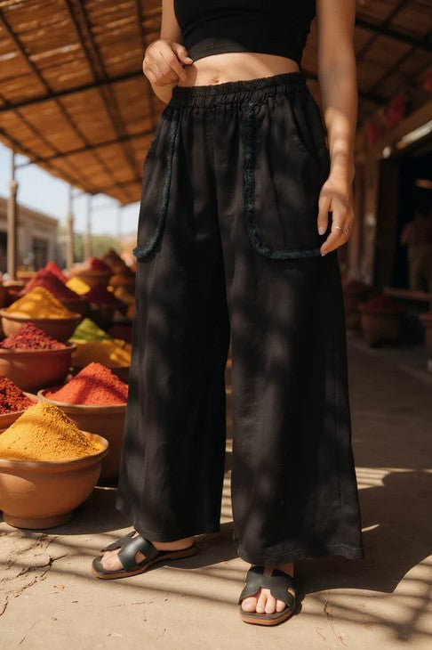 CATHERINE LILYWHITE LINEN FRAY PANT