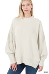 SWEATER WITH LOW MOCK NECK AND SIDE SLIT