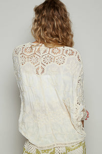 POL CARDIGAN LACE DETAIL CTTN