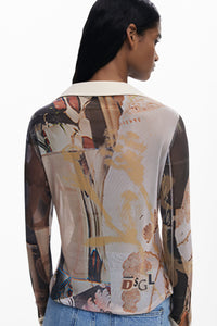 DESIGUAL MESH BTN BLOUSE