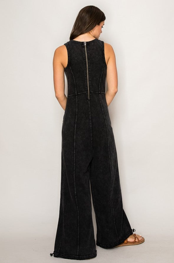 WIDE LEG STRING DETAIL JUMPSUIT