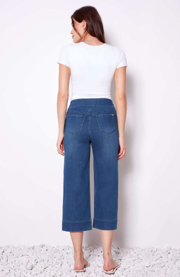 UP DENIM CROP WIDE LEG PANT