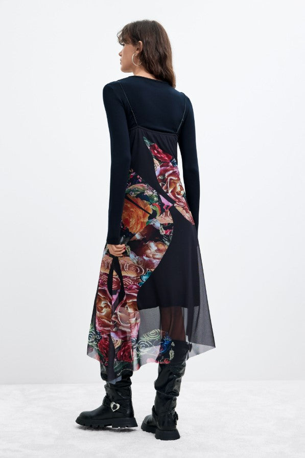 DESIGUAL ASYMMETRICAL LONG SLEEVED DRESS