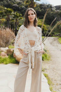 LETO CROCHET WRAP W TIE NAT