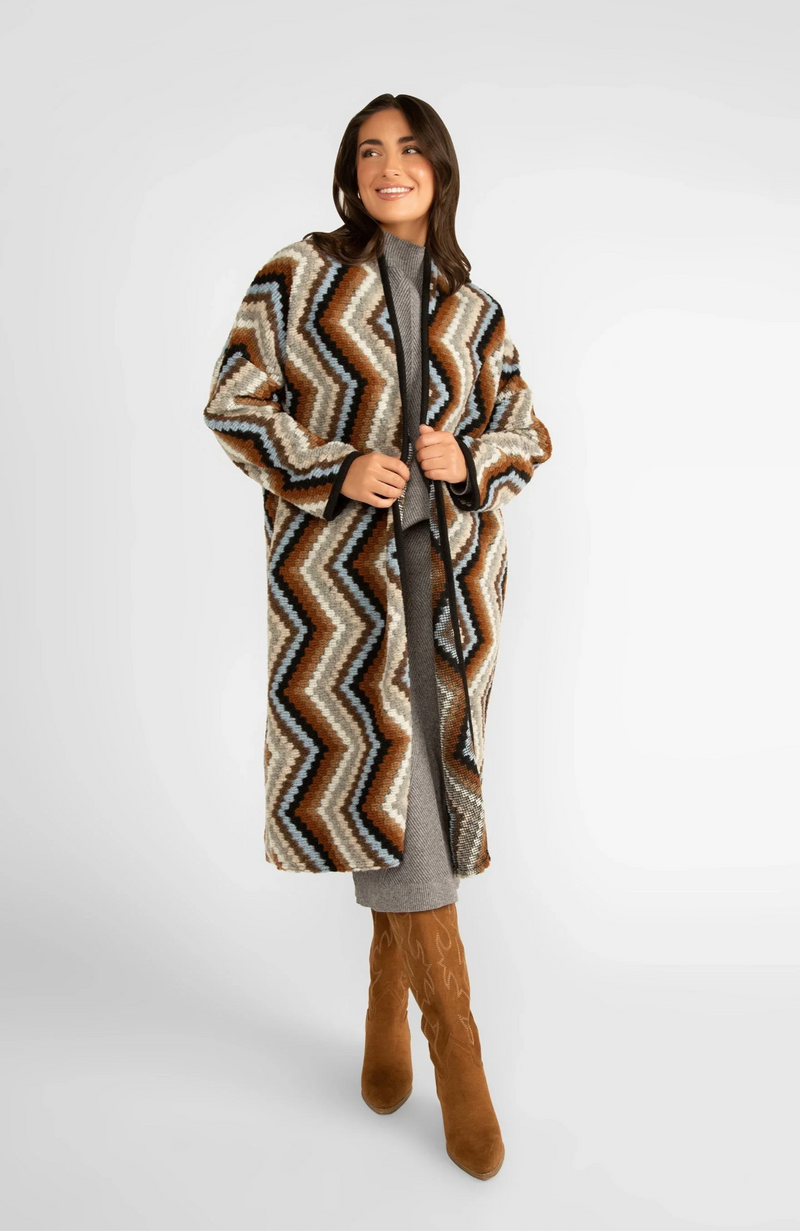 ASTRID ZIGZAG LONG CARDIGAN