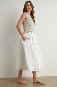 STRIPED SLEEVELESS MAXI DRESS