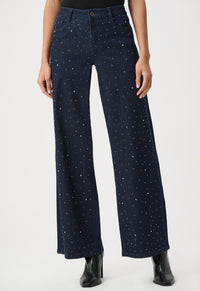 RIBKOFF PANT RHINESTONE WIDE LEG JEANS
