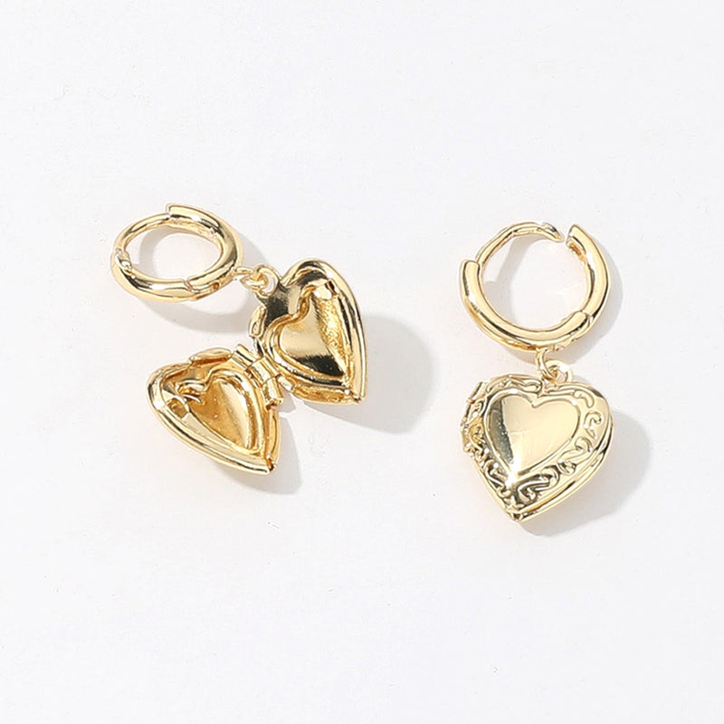 LOCKET HEART EARRINGS IN GOLD