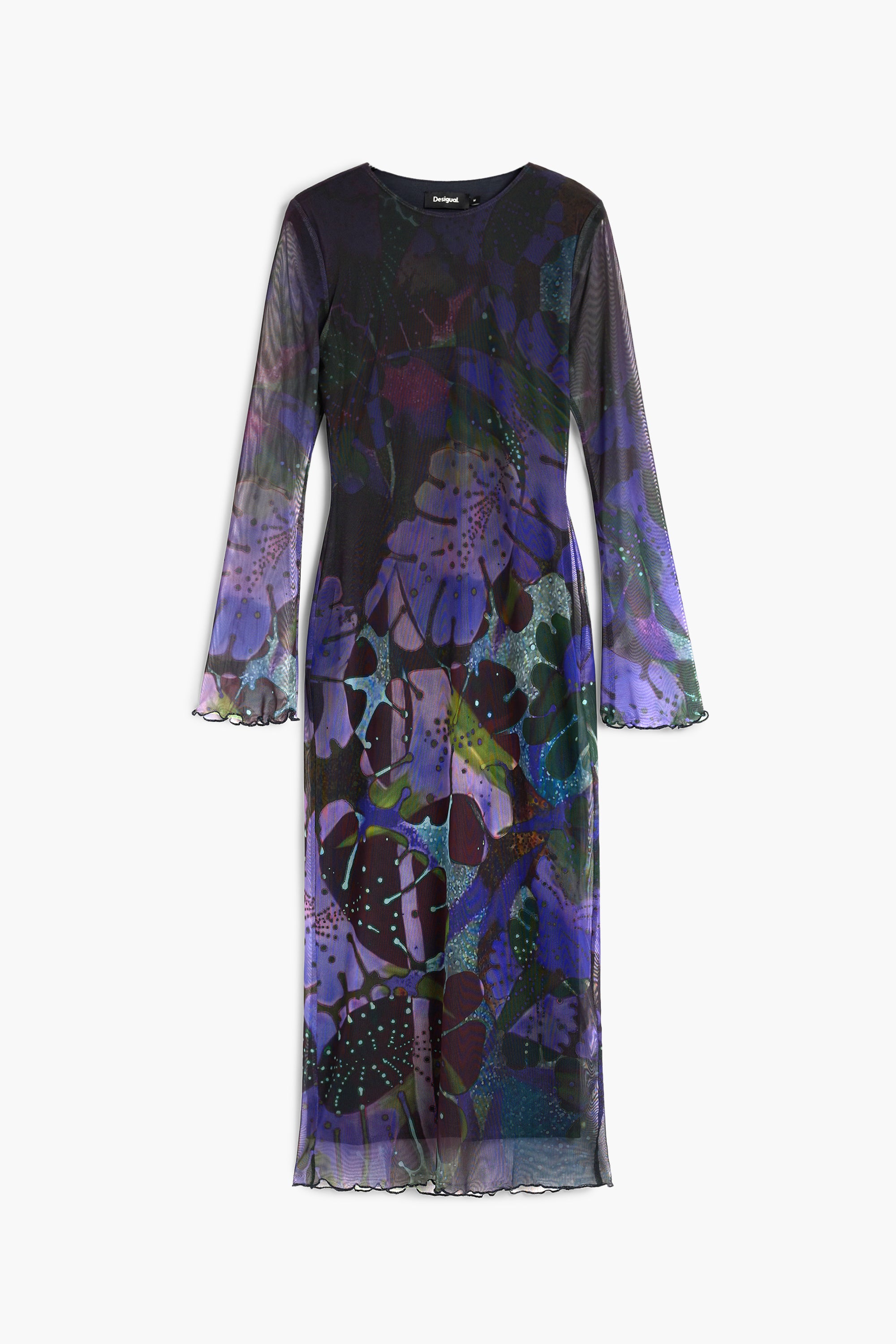 DESIGUAL LONG SLEEVE TULLE OVERLAY DRESS
