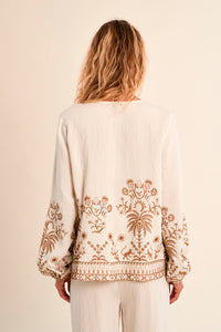 MOLLY TOP EMBROIDERED ROUND NECK L/S