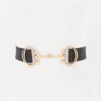 3AM BELT FAUX STRAW METAL BUCKLE ELASTIC