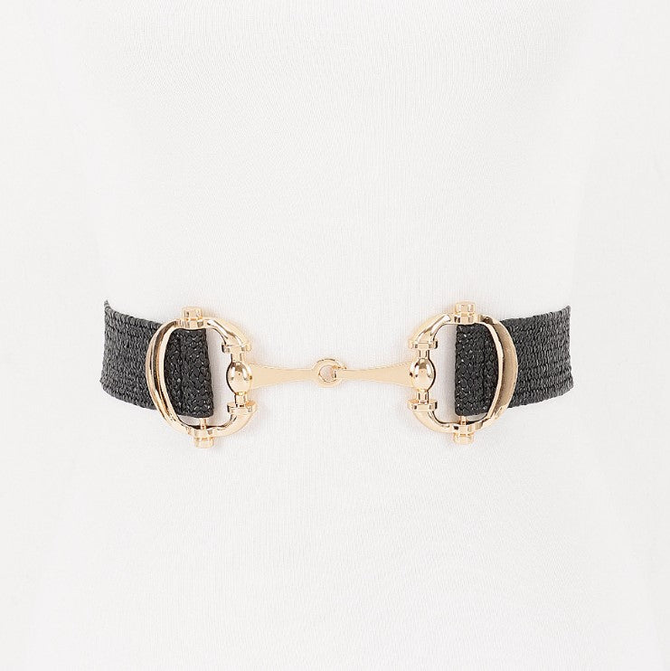 3AM BELT FAUX STRAW METAL BUCKLE ELASTIC
