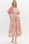 ENTRO DRESS SHRT SLV CLLR BELTED MIDI