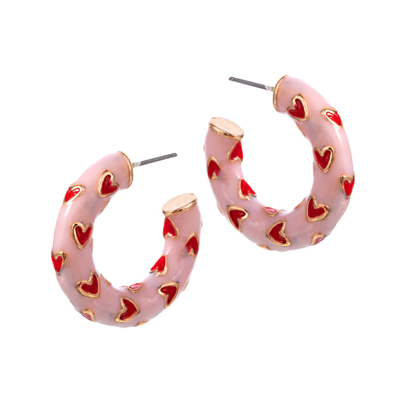 WONA EARRING HRT HOOP PINK