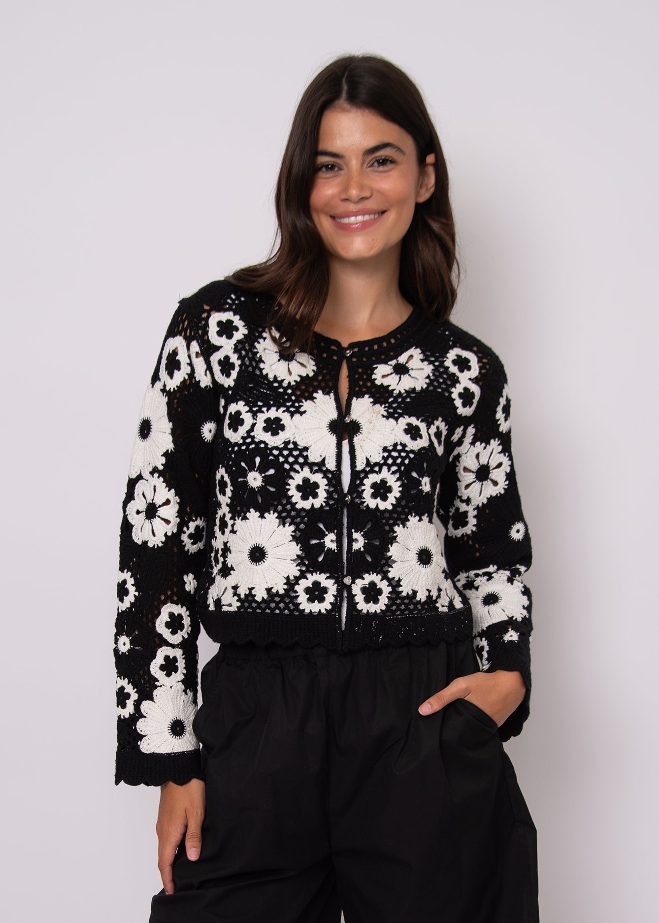 RD CROCHET L/S CARDIGAN