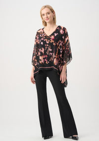 JOSEPH RIBKOFF CHIFFON ABSTRACT PONCHO TOP