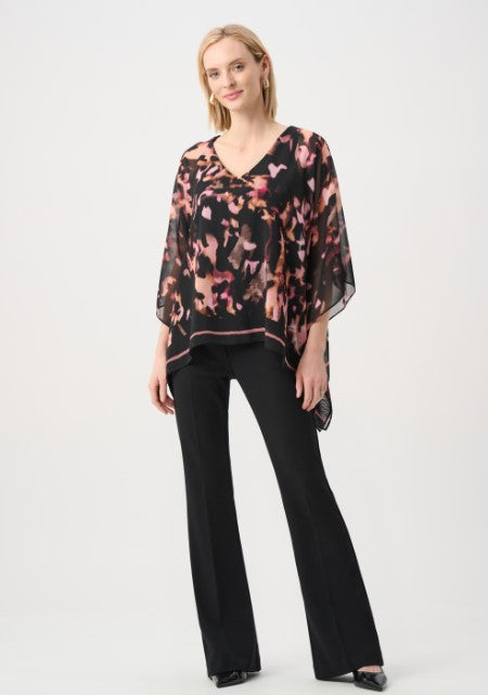 JOSEPH RIBKOFF CHIFFON ABSTRACT PONCHO TOP