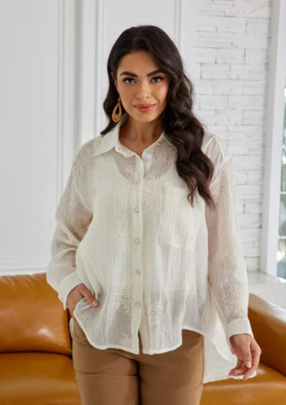 ORANGE TOP VEILED LONG SLEEVE