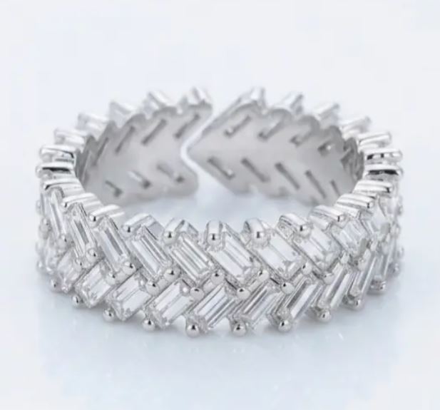EVERSHINE RING RECT CRYSTL PAVE