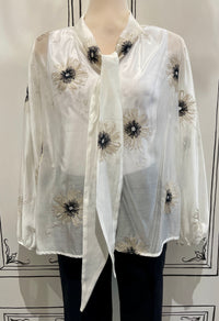 EMBROIDERED TUNIC WITH BOW