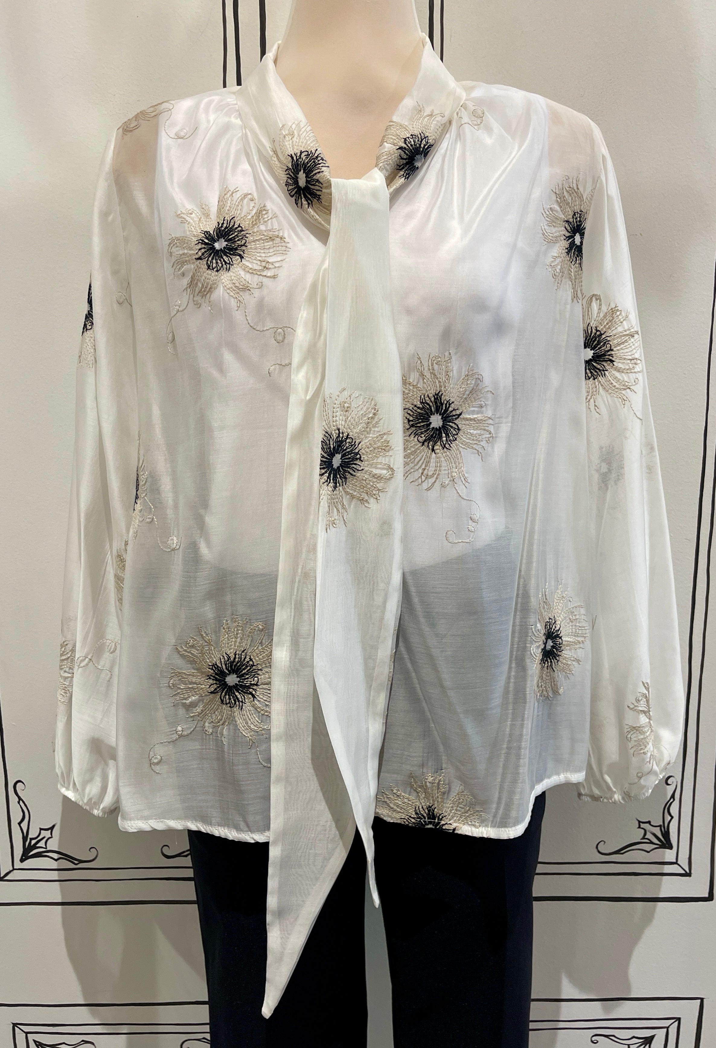 EMBROIDERED TUNIC WITH BOW