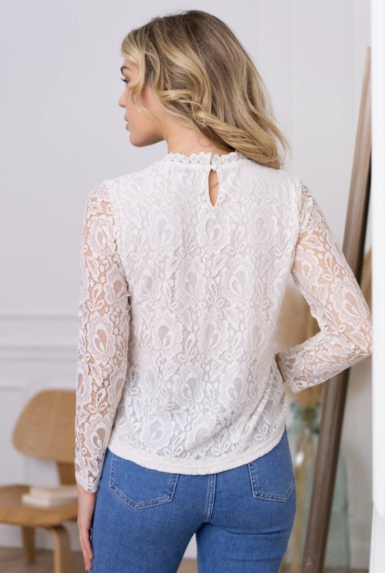 LACE BANDS LONG SLEEVE BLOUSE