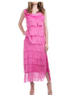 SILK RUFFLE LONG DRESS