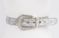 RHINESTONE BUCKLE GLITTER BELT