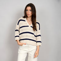 RD SWEATER 3/4 SLEEVE V NECK