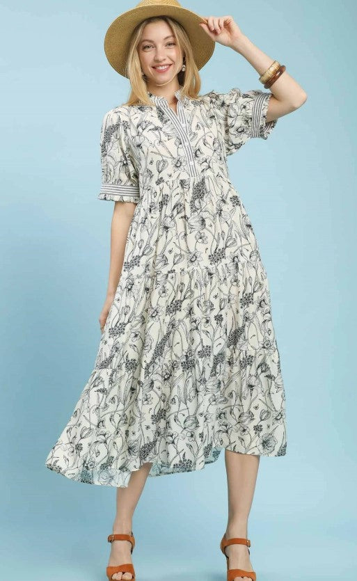FLORAL TIERED MAXI DRESS