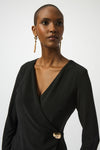 RIBKO JUMPSUIT WIDE LEG SILKY KNIT - BLACK - 8