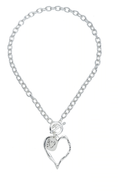 MERX NECKL BURNISHED HOLLOW HEART