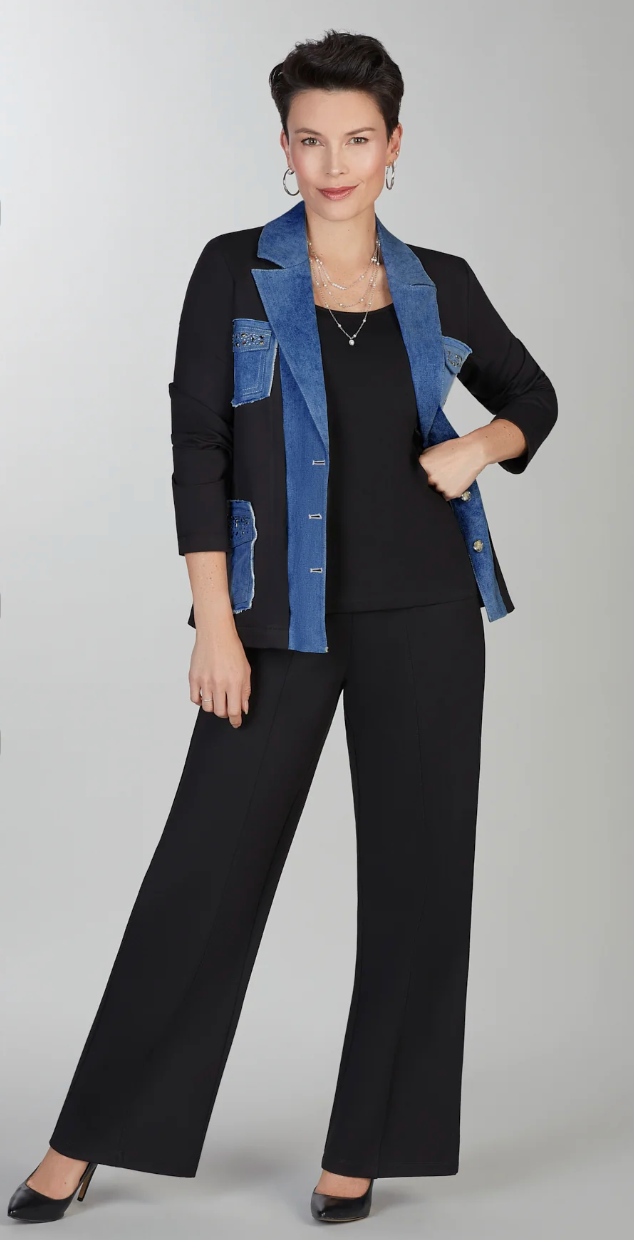 TRICOTTO BLAZER DENIM PONTE