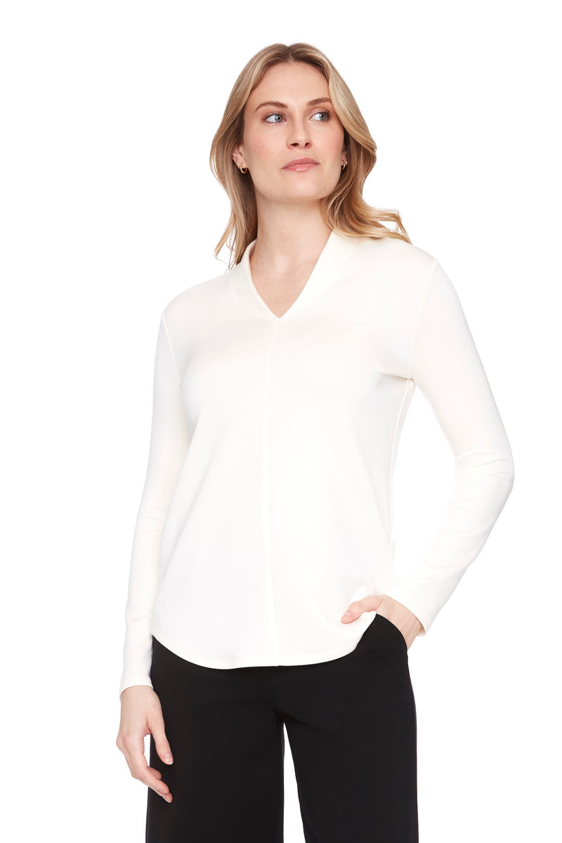 UP PONTE V NECK TOP