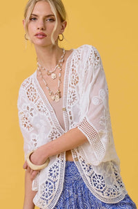 LA MIEL CARDIGAN BOHO FLORAL DOLMAN CURVED HEM