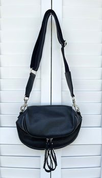 ITALIAN LEATHER CROSSBODY WITH GROMMETS