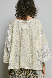V NECK TOP WITH LACE PATCHES