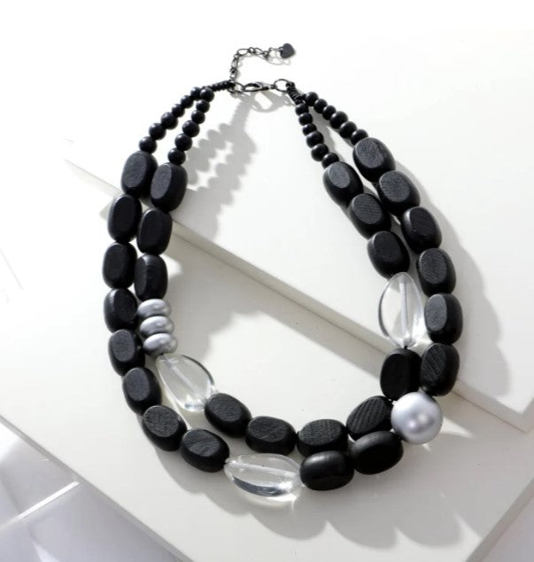 MERX NECKL LAYERED SHORT WOOD RESIN