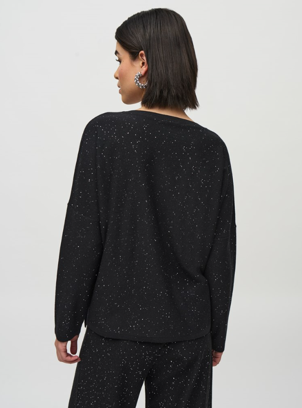 JOSEPH RIBKOFF TOP SEQUINED SWEATER KNIT