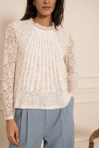 LACE BANDS LONG SLEEVE BLOUSE
